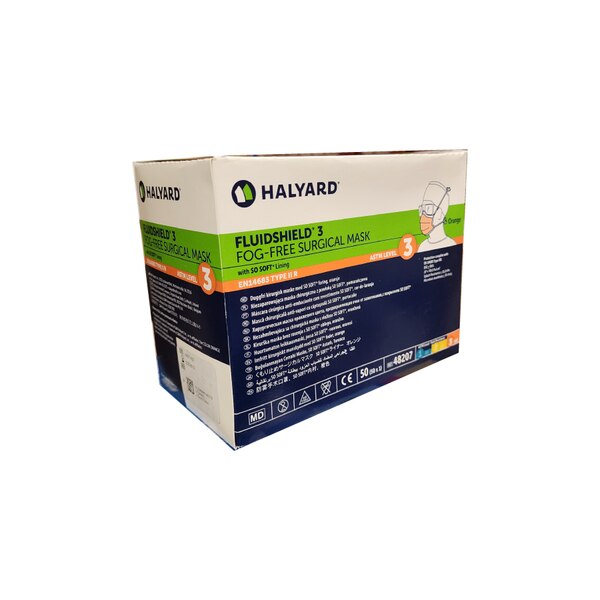 Halyard Fluidshield Surgical Mask Level 3 Orange 50/bx KC48207 Dens 'N Dente